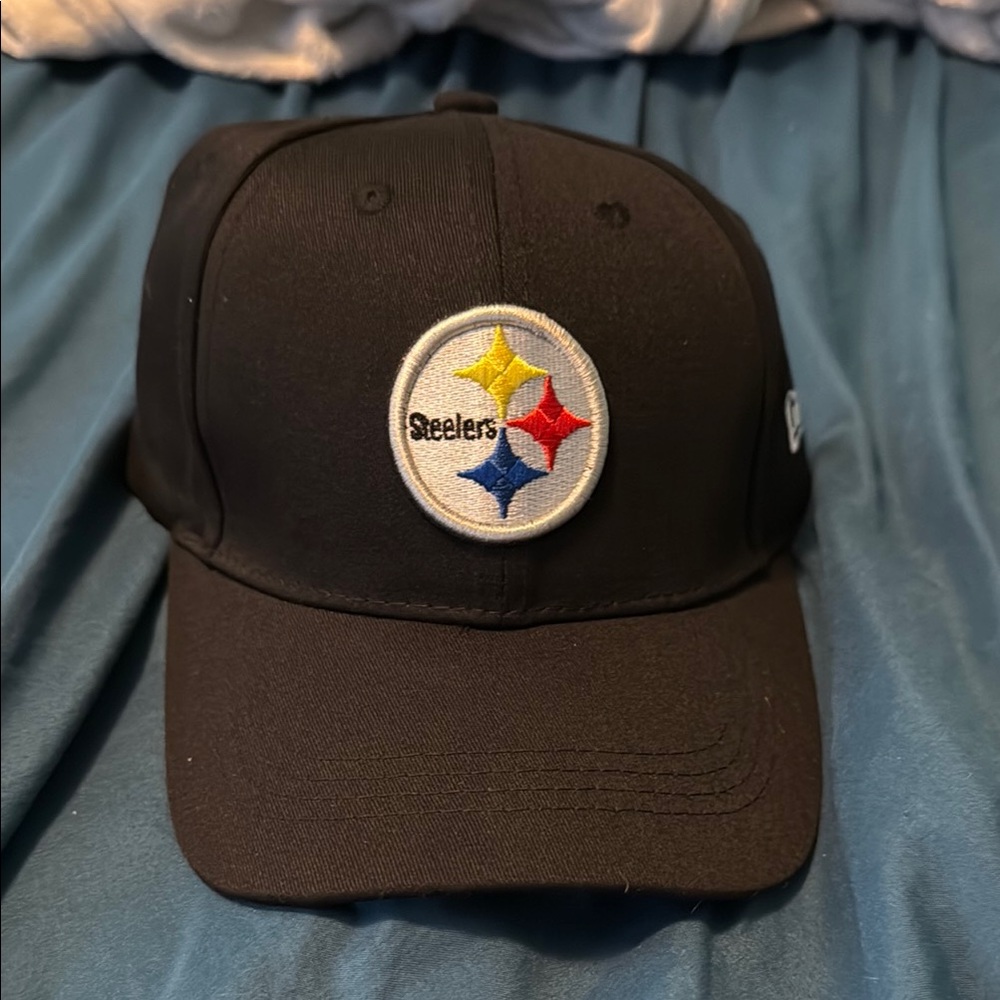 New Era Black Hat with Steelers Emblem